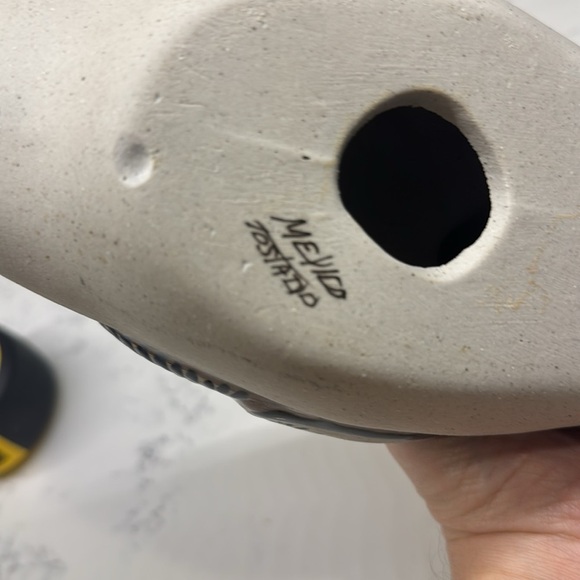 Vintage Mexican Tonala Pottery Duck Mateos Mostado Cobalt Blue Figure Figurine - Picture 7 of 10